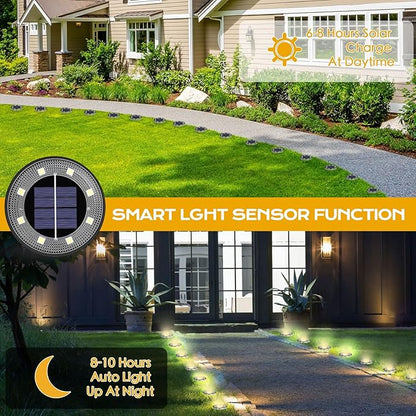 Solar Lights Outdoor 16 Pack, Solar Garden Outdoor Waterproof Pathway Lights Bright In-Ground Lighting Decor for Lawn, Patio, Yard, Driveway, Step and Walkway Warm Lights