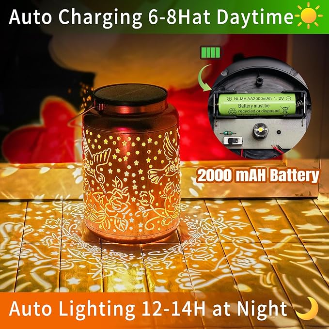 Rustic Hummingbird Solar Lanterns for Garden, Waterproof LED