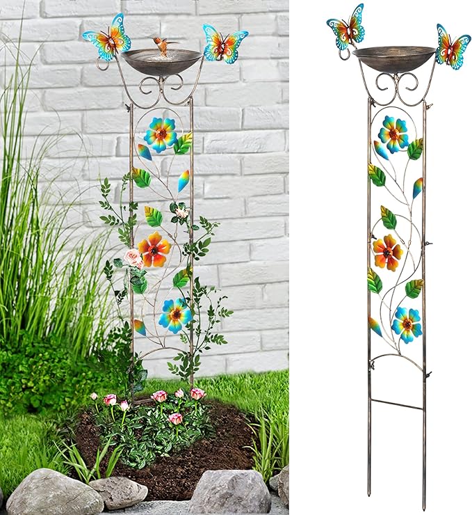 40" Metal Bird Bath, Classic Outdoor Birdfeeder