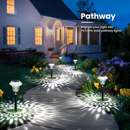 Solar Pathway Lights Garden Decor for Yard, Solar Garden Lights for Outside Waterproof Landscape Lighting, Garden Decorative for Walkway, Driveway, Yard, Landscape, Lawn (8 Pack Cold White)