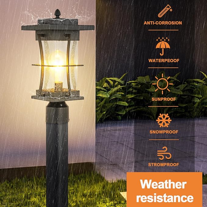 Post Lighting Fixture for Outdoor Posts, Black Waterproof