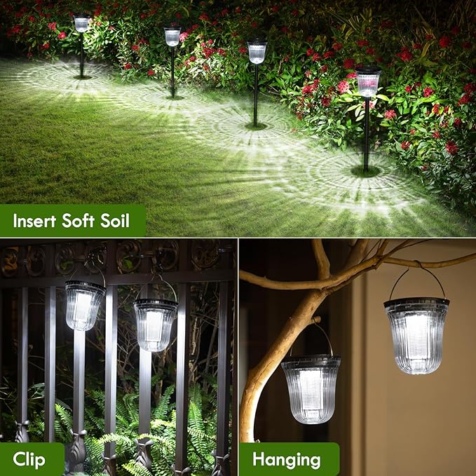 4-Pack Solar Pathway Lights, Waterproof LED Walkway Lights