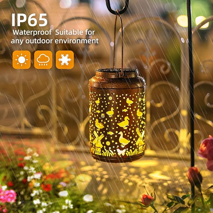 Classic Hanging Solar Lanterns for Yard, Waterproof LED