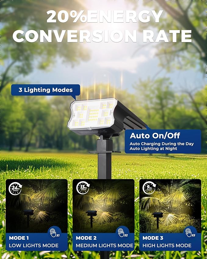 60 LED Solar Garden Spotlights 4-Pack, LED