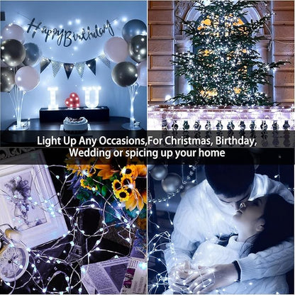 12-Pack 10ft Christmas LED String Lights, Waterproof Timer Lights