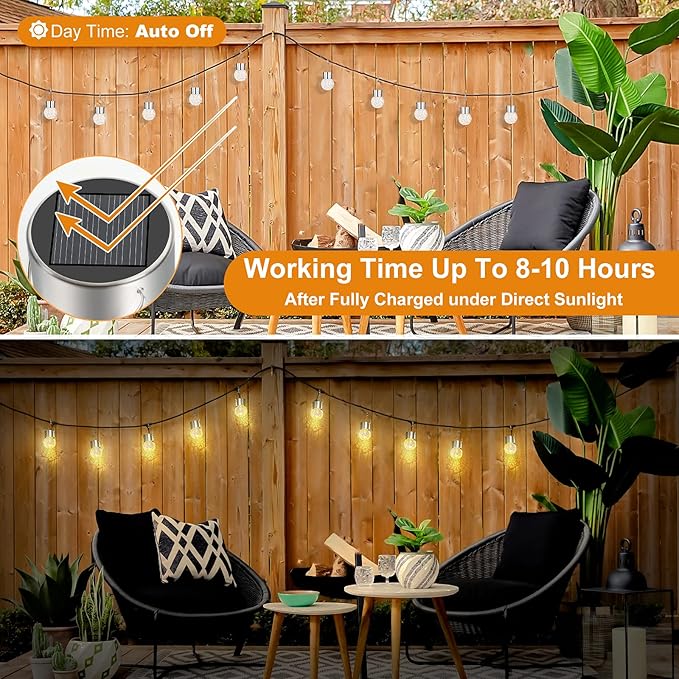 12-Pack Globe Solar Lanterns, Waterproof LED Patio Lights