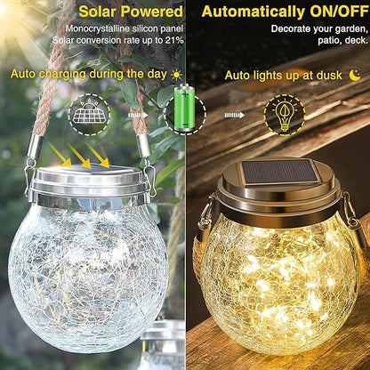 ROSHWEY Solar Lantern Gifts for Women, 4 Pack Hanging Garden Decor Lights Outdoor Waterproof with 30 LED for Halloween Christmas Easter Gift