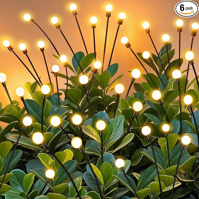 Solar Lights Outdoor Garden – 6 Pack 36 LEDs Solar Firefly Lights, Swaying Lights Waterproof, Solar Decorations for Yard Patio Pathway Lawn Gardening Gifts