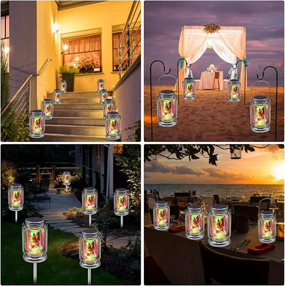 ANGMLN 2 Pack Solar Fairy Lanterns for Outdoor Garden,Gifts for Mom, Grandma, and Women, Waterproof Jar Lights for Patio Yard Lawn Tree Party Decor