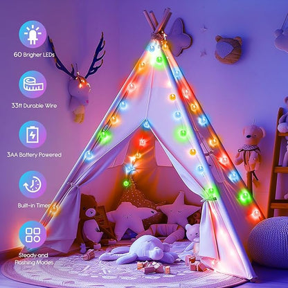 Outdoor String Lights, 33ft Multicolor Waterproof LED