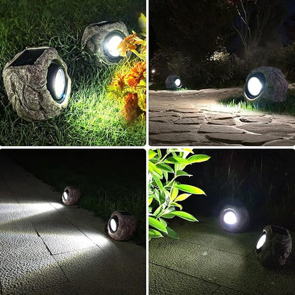 Solar Garden Lights Outdoor Super Bright Solar Rock Spot ligths Outdoor 2 Pack Led Landscape Lighting for Pathway Lawn Patio Porch Yard Walkway