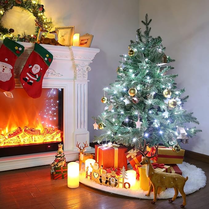 4-Pack 16ft Christmas LED String Lights, Waterproof Timer Lights