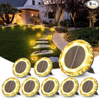 8-Pack Warm White Flat Solar Walkway Lights, Waterproof LED