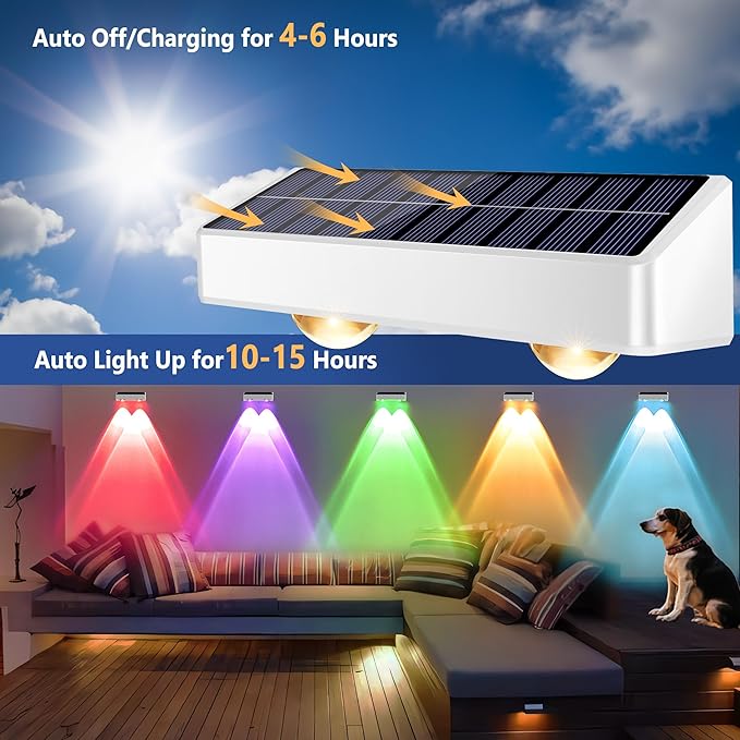 Brizled 12 Pack Outdoor Solar Fence Lights, 11 Modes & 9 Colors Color Changing Fence Solar Lights Waterproof IP65, 100 Lumens Landscape Deck Outdoor Lighting for Backyard Railing Wall Fence Poolside