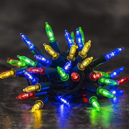 Dazzle Bright 50 LED Batter Operated Christmas Lights, 16 FT Waterproof Mini String Lights with 8 Modes for Xmas Indoor Outdoor Yard Garden Holiday Wedding Decorations (Multi Colored)