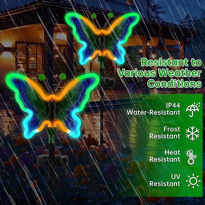 2-Pack Solar Pathway Lights, Waterproof LED Driveway Lights