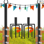 2-Pack 9ft String Light Poles, Heavy-Duty Metal Stands