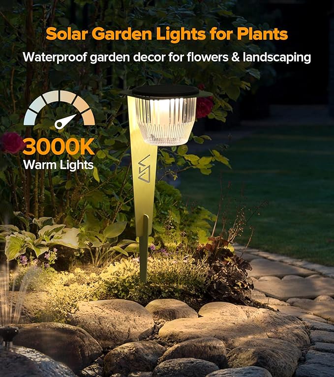 Solar Pathway Lights Outdoor, Super Bright 500 lumens with 2-in-1 Solar Powered and USB Charging Modes, IP65 Waterproof, Auto On/Off Garden Lights for Lawn Patio Walkway, Green (6 Pack)