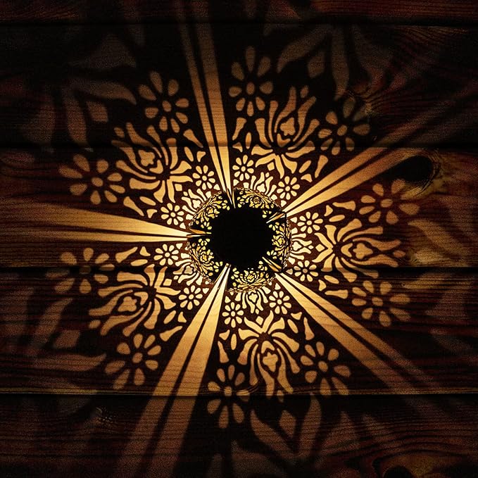 Moroccan Solar Hanging Lanterns 2-Pack, Metal Backyard Decor
