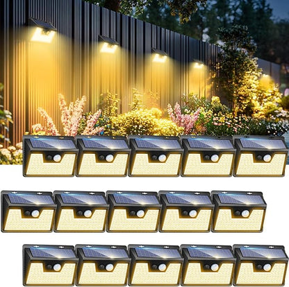 Peasur Solar Outdoor Lights [15 Pack/140LED], 3000K Warm Light Motion Sensor Outdoor Powered Security Lights 3 Working Modes Waterproof for Outside Garden Yard