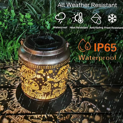 Mushroom Solar Lanterns Outdoor Waterproof Hanging,Garden Decor Metal Watering can Lights,Solar Lights Mushroom Gifts for Women Mom Decorative Lanterns for Patio,Lawn,Porch,Pathway,Garden Deco