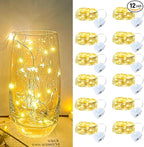 12-Pack 20 LED Christmas Twinkle Lights, 7ft Waterproof for Porch