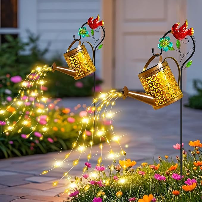 Backyard Solar Hanging Lanterns 2-Pack, Rustic Patio Decor