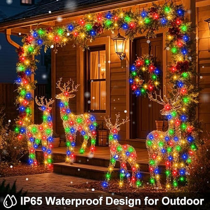 4 PACK Multicolor Battery Operated String Lights Outdoor 16.5Ft 50LED Battery Timer String Lights RGBY Clear Wire Christmas Tree Lights with 8 Modes Indoor Decorations for Yard Patio Window Tree