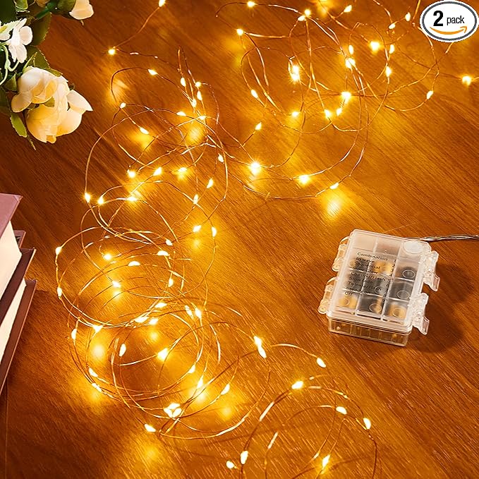 Christmas Fairy Lights 2-Pack, 4ft Battery Twinkle Lights