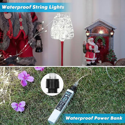 Lakumu 132FT(66 * 2) Fairy Lights Battery Operated String Lights, Twinkle Lights with Remote &Timer, Cool White LED Fairy Lights for Bedroom Waterproof Outdoor Camping Wedding Christmas Decorations