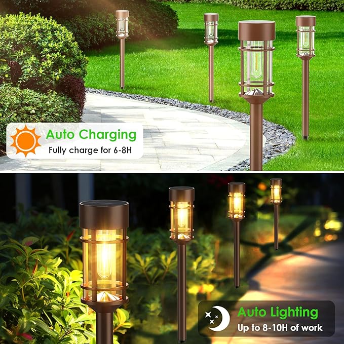 8-Pack Solar Path Lights, Outdoor Yard LED