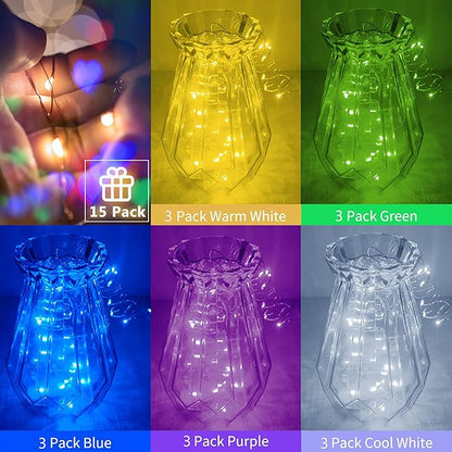 Christmas Patio String Lights 15-Pack, 6ft 20 LED Waterproof