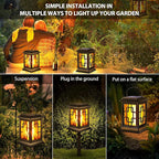 Hanging Solar Hanging Lanterns 2-Pack, Metal Outdoor Decor