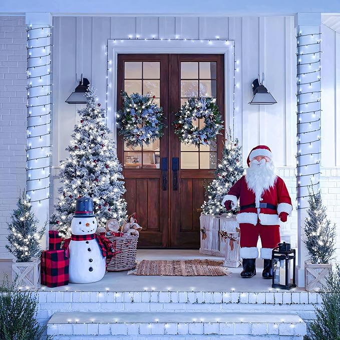 2-Pack 100 LED Christmas Twinkle Lights, 33ft Waterproof for Porch