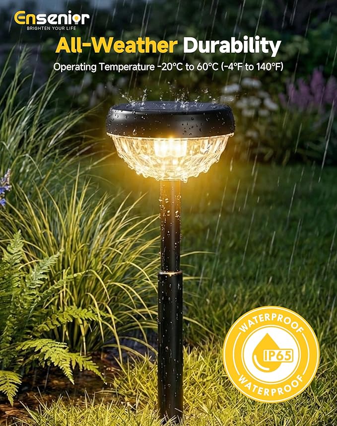 Ensenior 8 Pack Solar Pathway Lights, Multicolor & Warm White LED, IP65 Waterproof, Garden Back Yard Solar Lights Outdoor Decorative