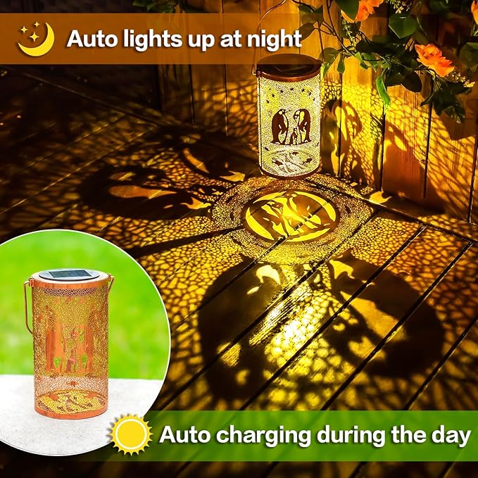 Penguin Solar Lanterns Outdoor Waterproof Hanging Solar Lights Penguin Gifts for Women Men Metal Decorative LED Lanterns for Garden Decor,Yard,Patio,Lawn,Tabletop,Pathway
