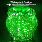 12-Pack Outdoor String Lights, 7ft Green Waterproof LED