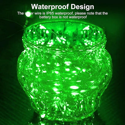 12-Pack Outdoor String Lights, 7ft Green Waterproof LED