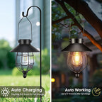 2-Pack Classic Courtyard Solar Lanterns for Porch, Waterproof LED