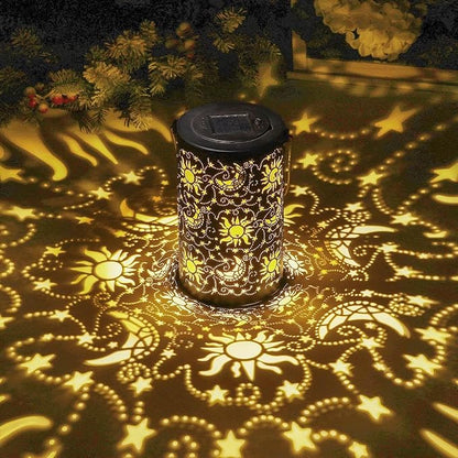 Outdoor Solar Lanterns Garden Decor Hanging Solar Lantern Lights Waterproof Metal Garden Lantern with Sun Star Moon Decorative Yard Lantern Decor as Gift for Women
