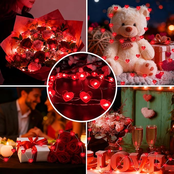 4-Pack Red Patio String Lights, Weatherproof LED