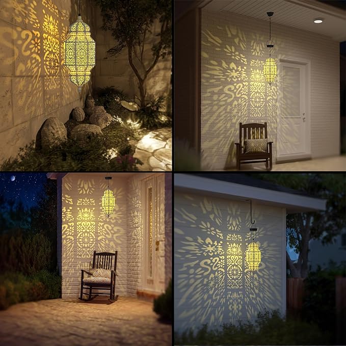 Solar Moroccan Hanging Pendant Lantern, Waterproof