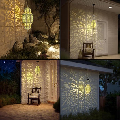 18 Inch High Large Hanging Solar Lights Outdoor Garden Decor, Decorative Waterproof Plastic Moroccan Solar Lantern Lamp, Outside Decorations for Patio Yard Porch Decor, Gardening Gifts for Women Mom