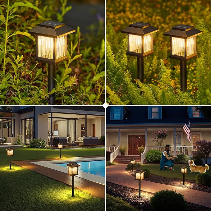 10-Pack Solar Pathway Lights, Waterproof LED Yard Lights