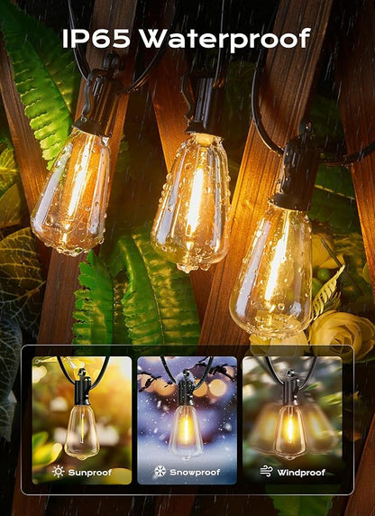 Brightown Outdoor String Lights, 180ft 62 ST38 Shatterproof LED Patio Lights, Dimmable IP65 Waterproof