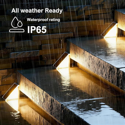 Brown Solar Step Light Outdoor Stair Lights, Deck Lights Outdoor Powered IP65 Waterproof, 3000K Warm White Solar Outdoor Step Light, Decor for Stair, Deck, Step,Porch and Outside Patio,12 Pack