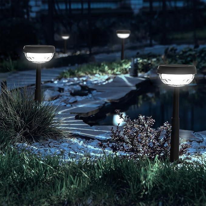 Ensenior 8-Pack Solar Lights Outdoor, Auto ON/Off 6500K LED Solar Garden Lights for Pathway, Yard, Patio, Walkway, Flower Bed, Halloween Christmas Landscape Lighting, IP65 Waterproof, Flag Lights