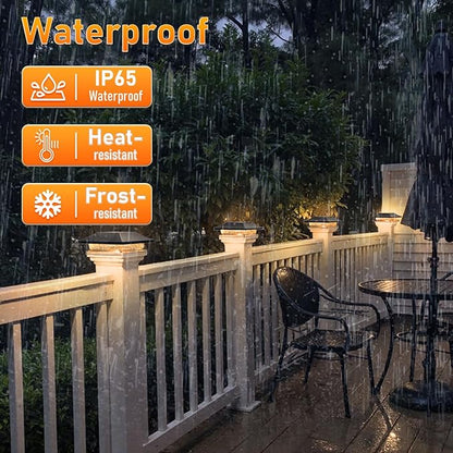 Viewsun 12 Pack Solar Post Cap Lights, Outdoor Fence Solar Powered Cap with 4 Lighting Modes Waterproof Light Decorative for Deck Patio or Garden Decor, Fits 4x4 Wood Vinyl Posts