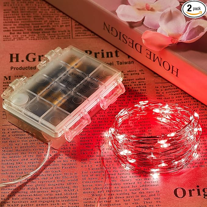 Christmas Fairy Lights 2-Pack, 6ft Battery Twinkle Lights