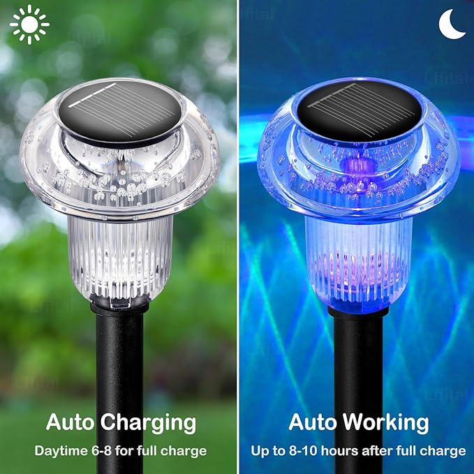 16 Pack Solar Lights Outdoor Waterproof Pathway Lights Solar Powered LED Mushroom Garden Lighting Stake for Outside Yard Path Lawn Patio Landscape (Color Changing)